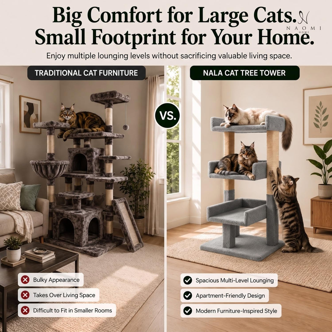 Nala Large Cat Tree with Sisal Scratching Posts – Gray