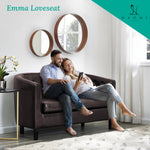 Load image into Gallery viewer, Emma Tufted Barrel Loveseat with Faux Leather Upholstery
