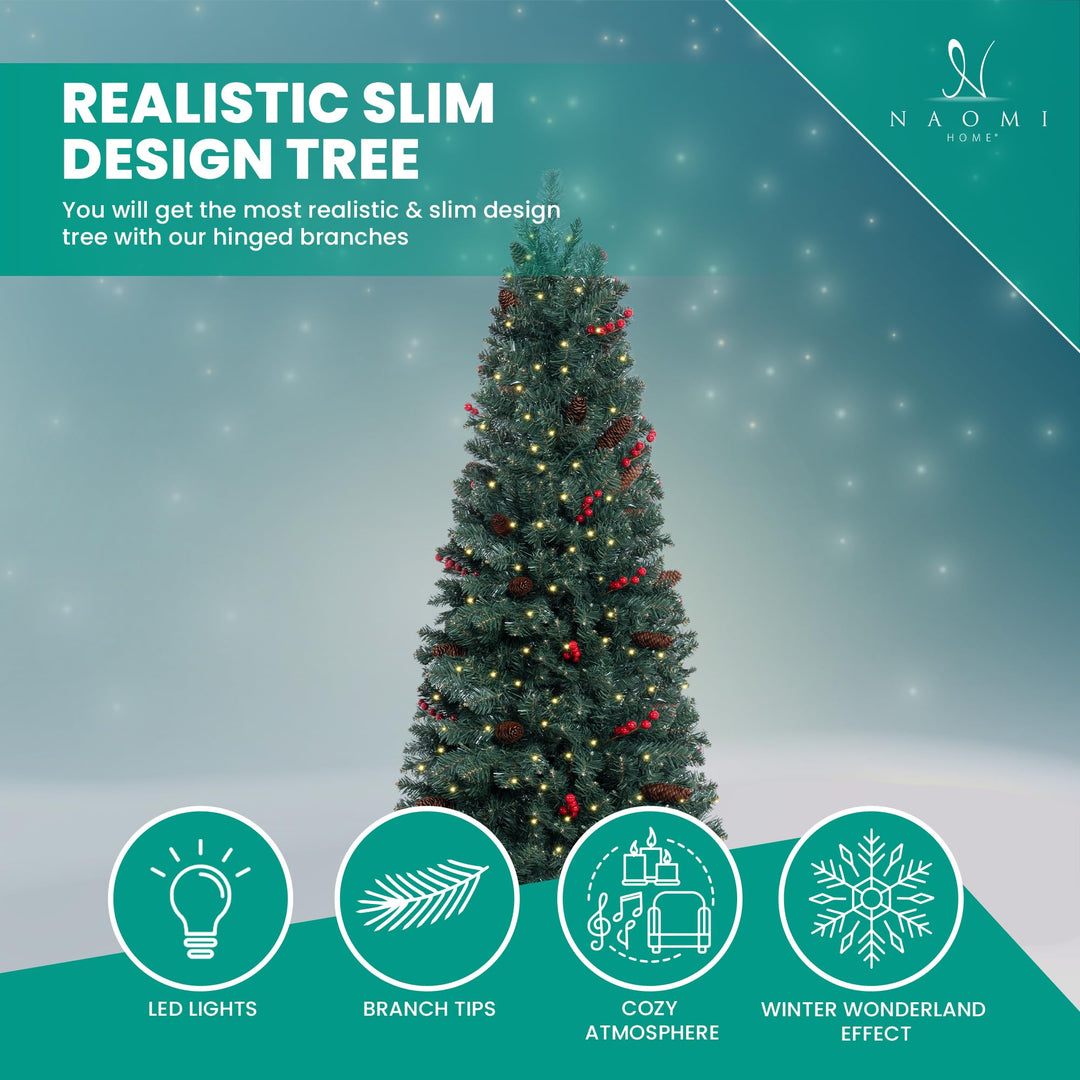 Belen Slim Pencil Pre-Lit Christmas Tree - 6.5 ft