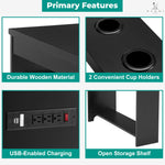 Load image into Gallery viewer, Jade Modern Nightstand - Charging Station with USB Ports &amp; Outlets - Black
