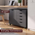 Load image into Gallery viewer, Amy 5-Drawer Storage Cabinet with 2 Shelves &amp; Wheels - Black
