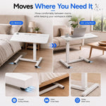 Load image into Gallery viewer, Adjustable Overbed Table with Charging Station - White / White
