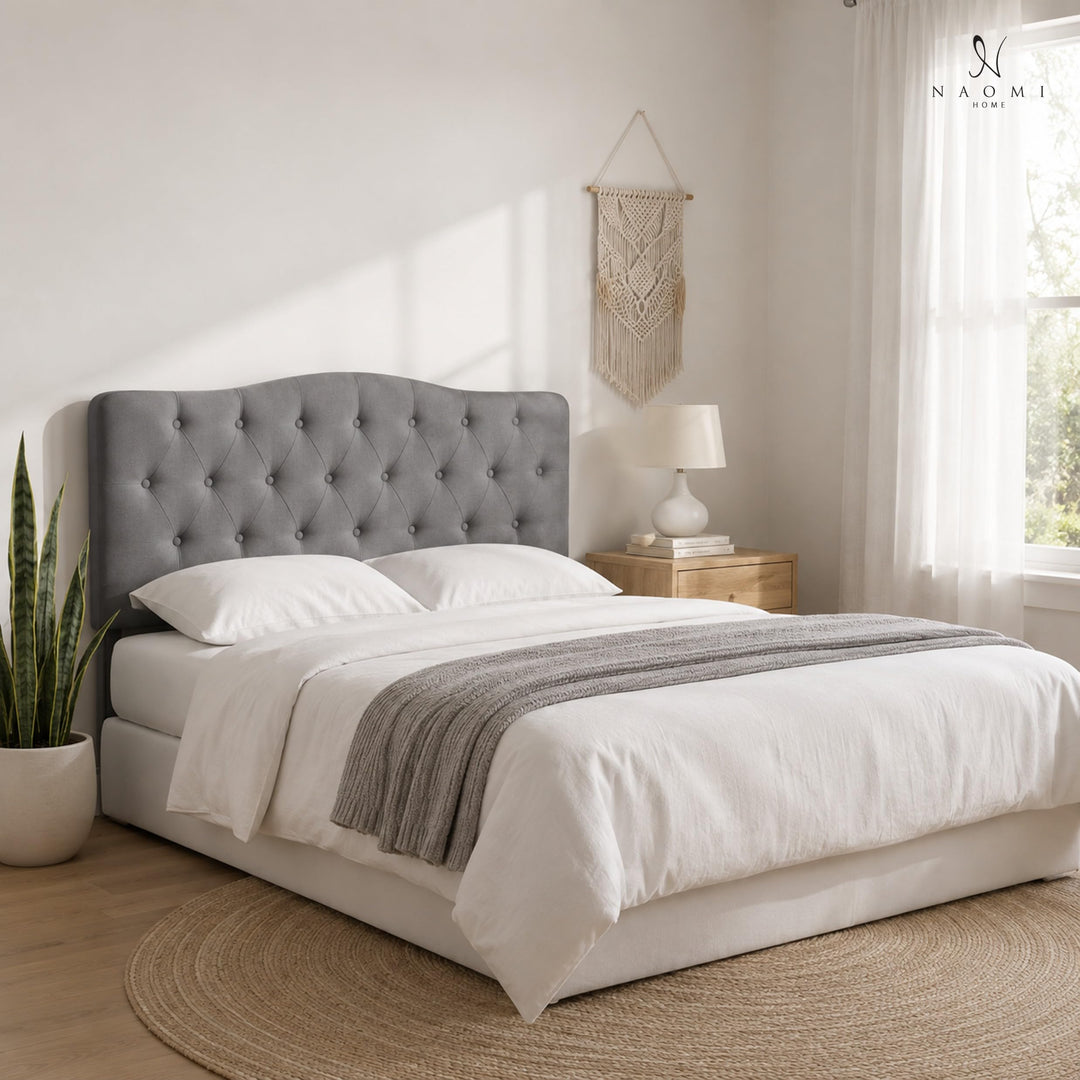 Cassandra Adjustable Upholstered Headboard for Full Queen - Light Gray