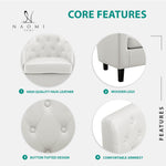 Load image into Gallery viewer, Emma Set of 2 Button-Tufted Faux Leather Barrel Chairs - White
