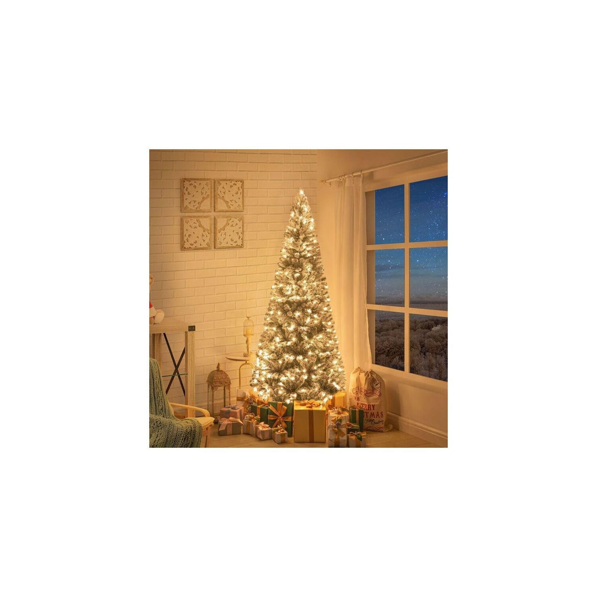 Salzburg frosted slim pre lit christmas tree   6