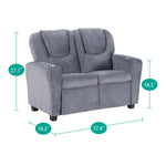 Load image into Gallery viewer, Suri Kids Recliner Loveseat with Dual Cup Holders - Gray / Microfiber

