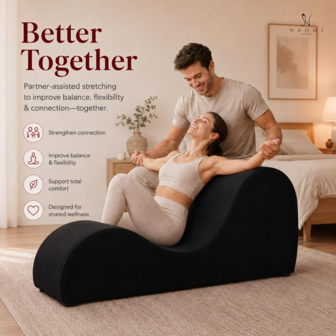 Leticia Ergonomic Yoga Chaise Lounge for Deep Stretching - Black
