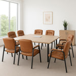 Load image into Gallery viewer, Mindy Reception Chair - Faux Leather Upholstery with Padded Arms - Caramel / Set of 8

