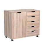Load image into Gallery viewer, Amy 5-Drawer Storage Cabinet with 2 Shelves &amp; Wheels - Natural

