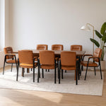 Load image into Gallery viewer, Mindy Reception Chair - Faux Leather Upholstery with Padded Arms - Caramel / Set of 8
