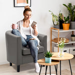 Load image into Gallery viewer, Emma Set of 2 Button-Tufted Faux Leather Barrel Chairs - Gray
