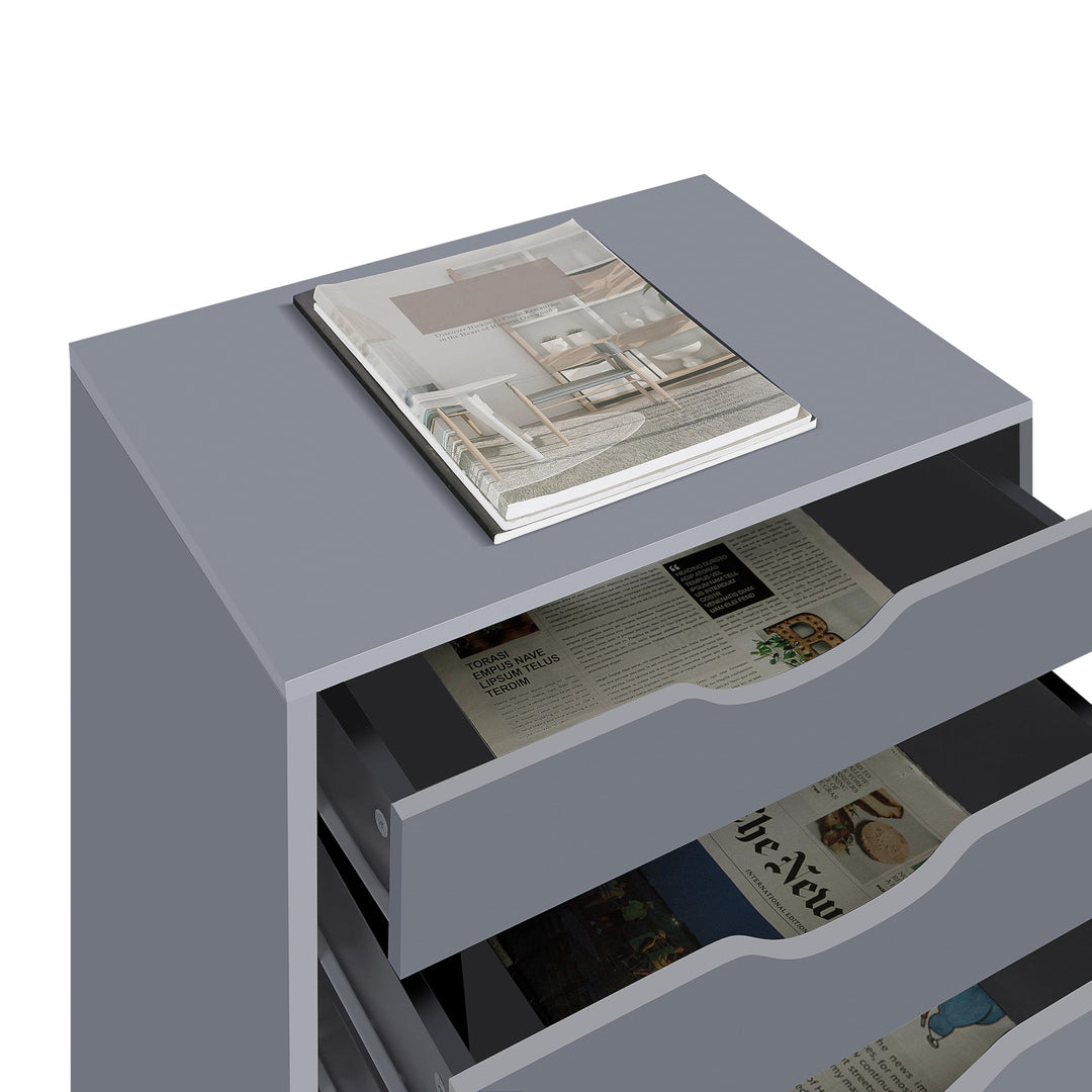 Bianca 9-Drawer Vertical Storage Cabinet with Tabletop - Gray