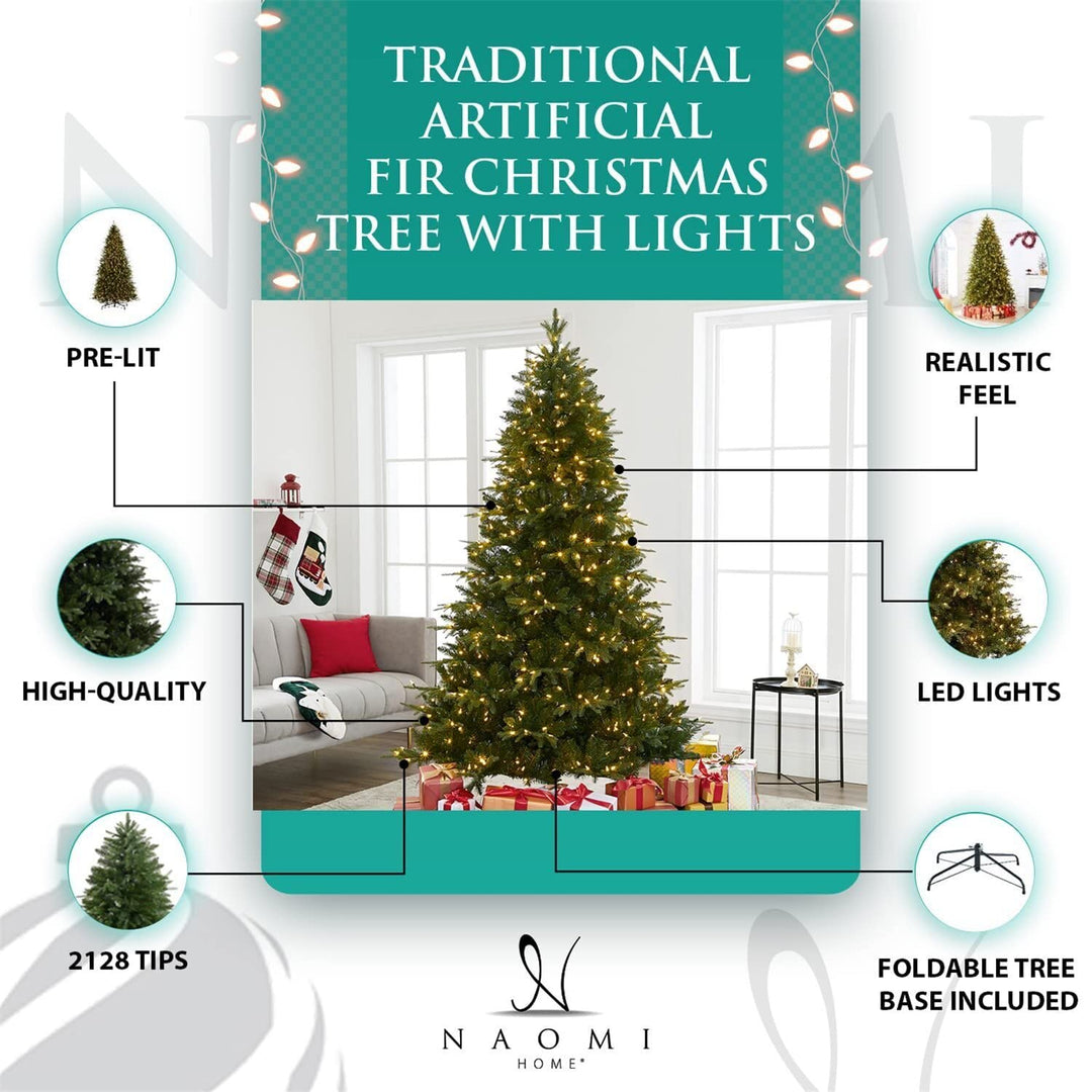 Traditional Pre-Lit Fir Christmas Tree - 9 ft