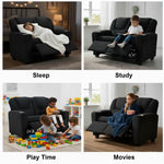 Load image into Gallery viewer, Suri Kids Recliner Loveseat with Dual Cup Holders - Black / Pvc

