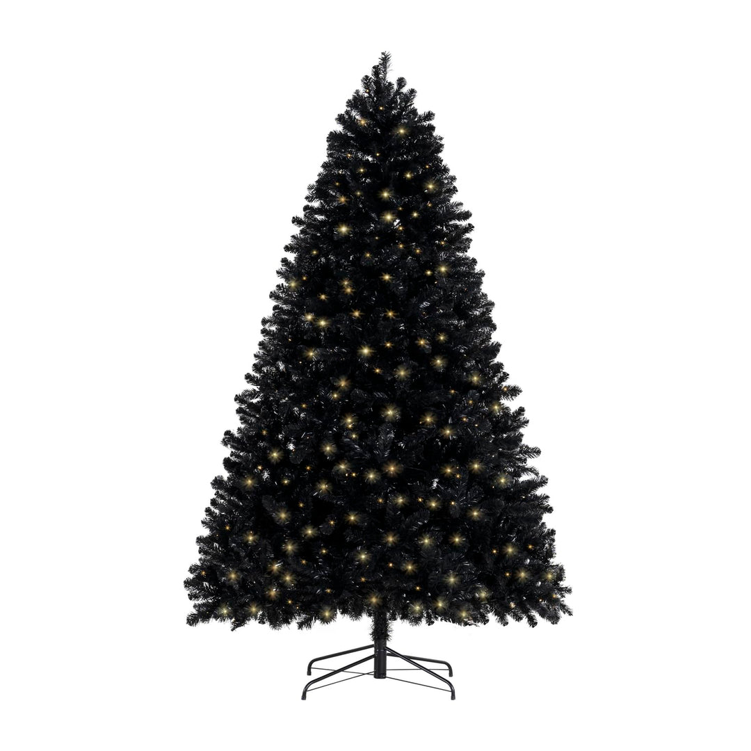 Dakota Black Pre-Lit Christmas Tree with Warm Lights - 7.5 ft