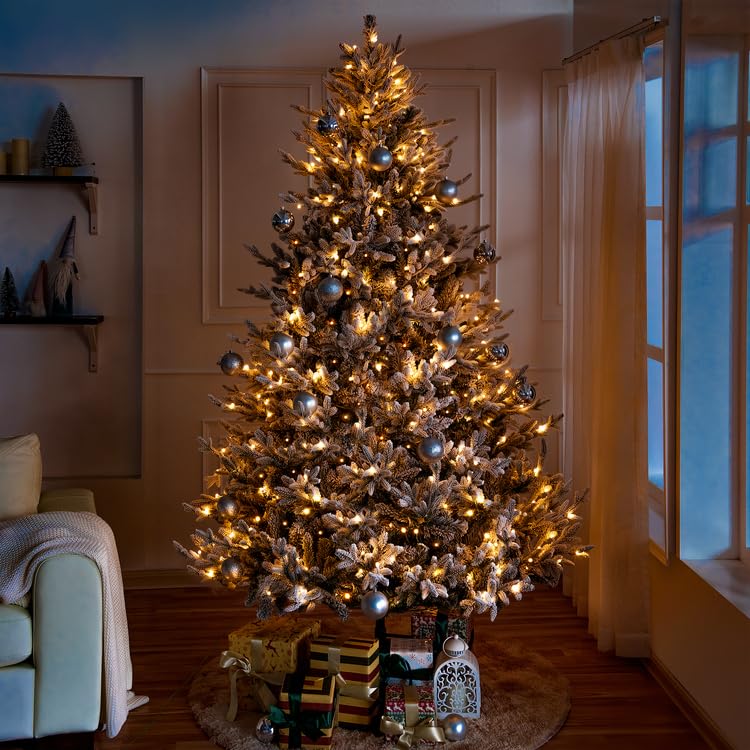 Ginebra Snow Flocked Pre-Lit Christmas Tree - 6.5 ft