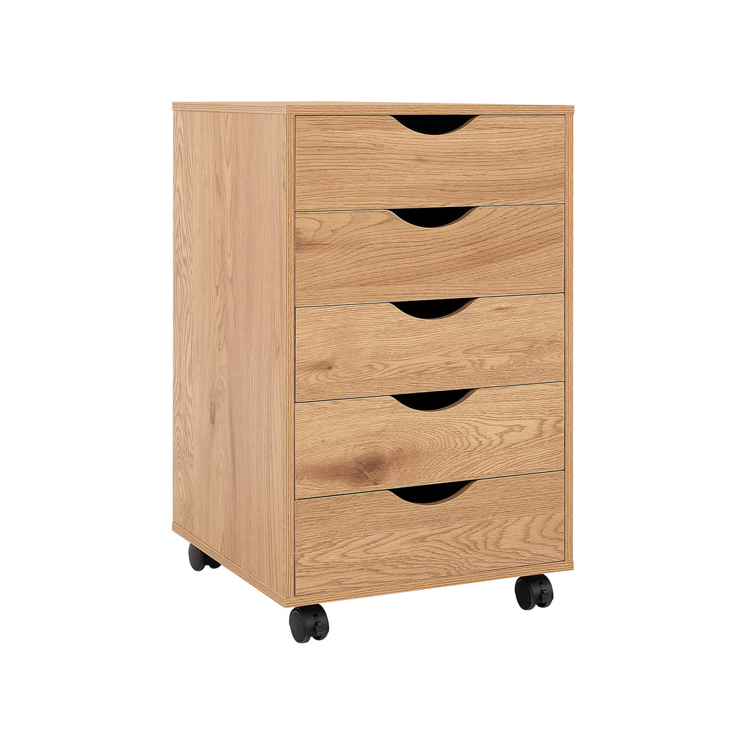 Taylor 5-Drawer Storage Cabinet with Wheels & Tabletop - Natural