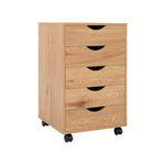 Load image into Gallery viewer, Taylor 5-Drawer Storage Cabinet with Wheels &amp; Tabletop - Natural

