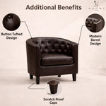 Load image into Gallery viewer, Emma Button-Tufted Faux Leather Barrel Accent Chair - Espresso
