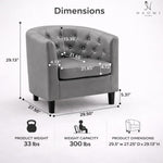 Load image into Gallery viewer, Emma Button-Tufted Faux Leather Barrel Accent Chair - Gray
