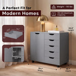 Load image into Gallery viewer, Amy 5-Drawer Storage Cabinet with 2 Shelves &amp; Wheels - Gray
