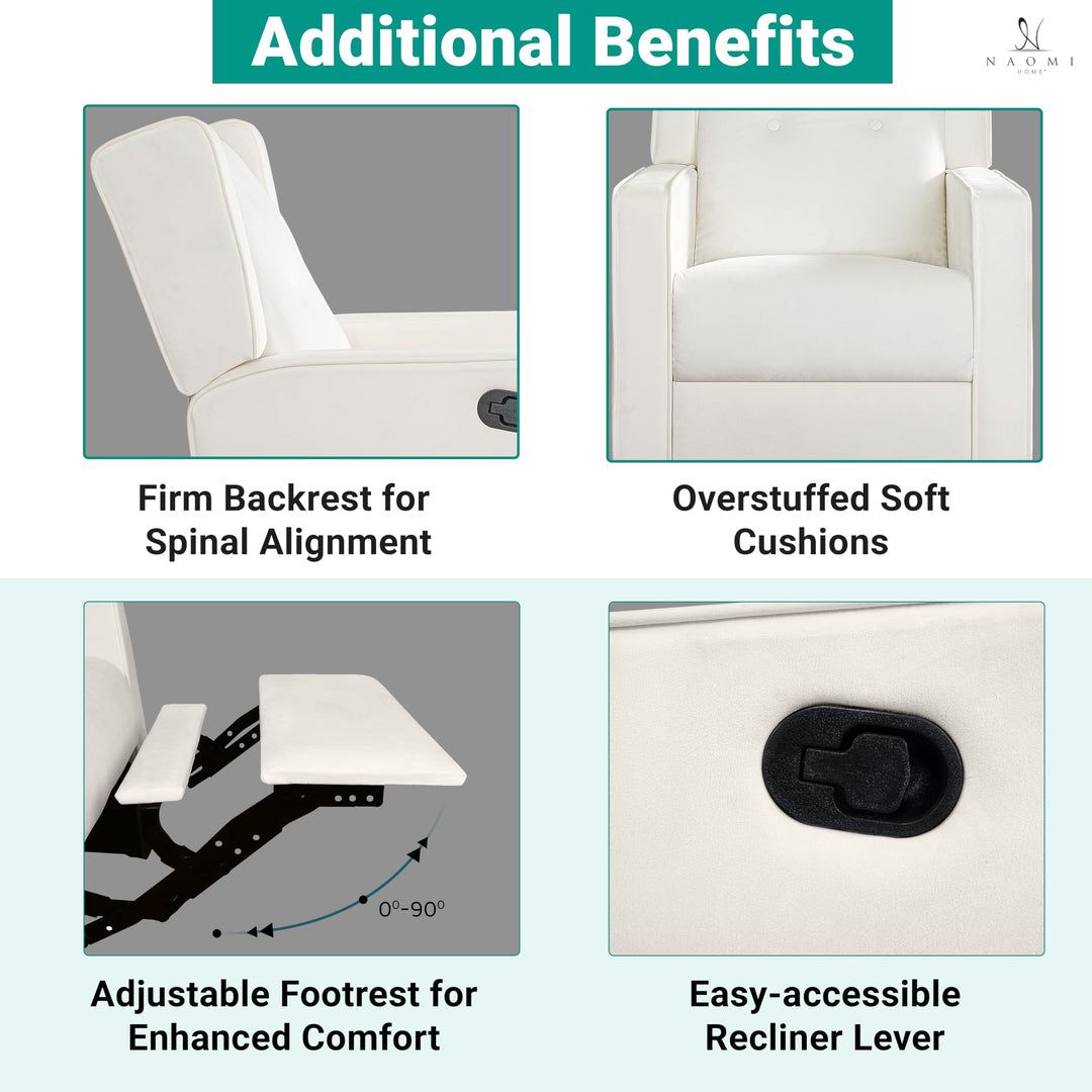Odelia Swivel Rocker Recliner with Adjustable Footrest - Gray