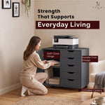 Load image into Gallery viewer, Amy 5-Drawer Storage Cabinet with 2 Shelves &amp; Wheels - Black
