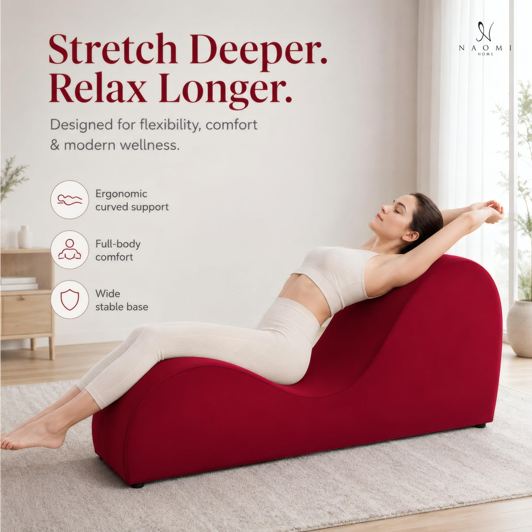 Leticia Ergonomic Yoga Chaise Lounge for Deep Stretching - Red