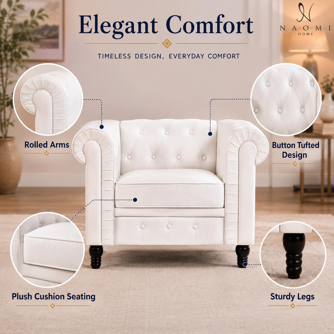 Emery Chesterfield Faux Leather Accent Chair