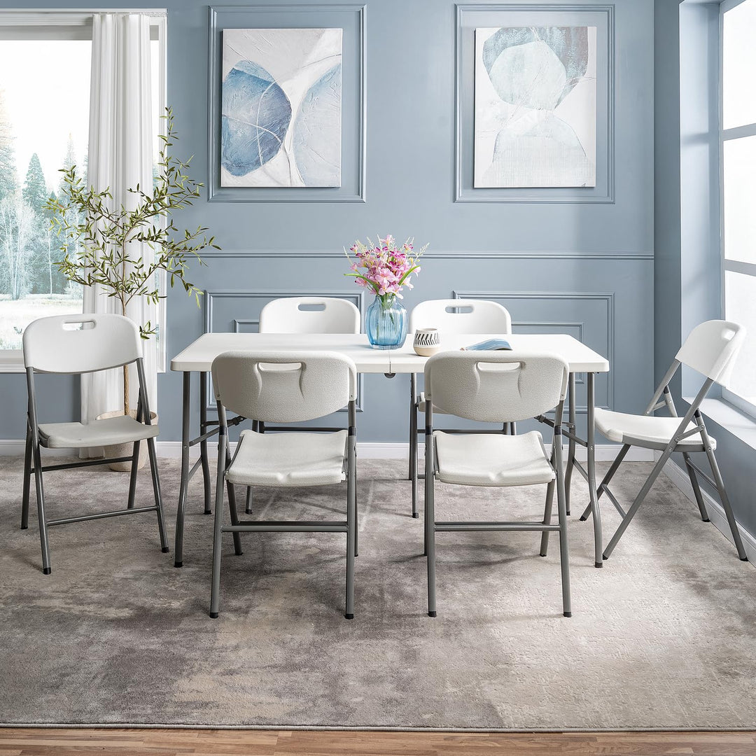 Rectangular Resin Folding Table with Carry Handle - 5 ft