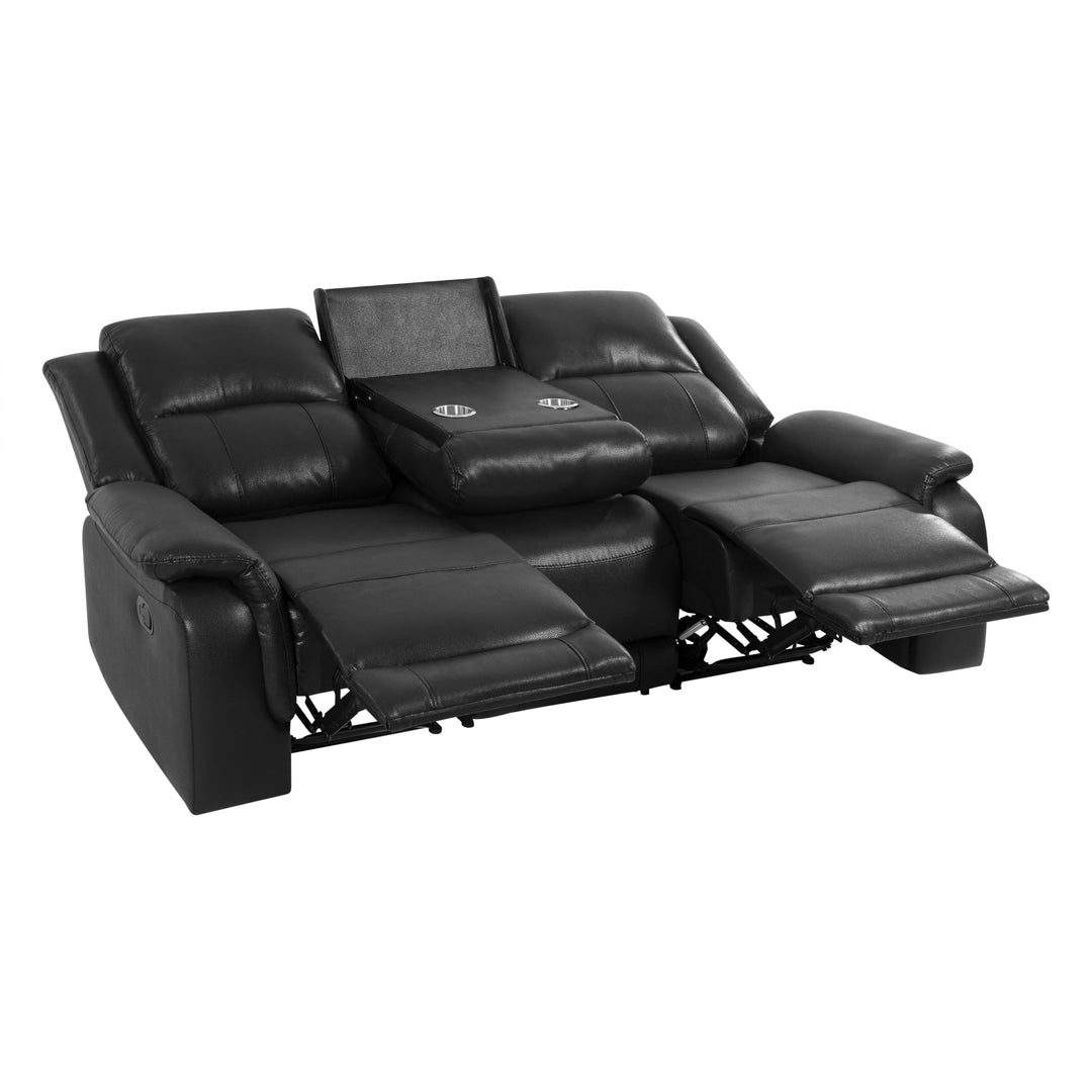 Katie Faux Leather 3-Seater Manual Recliner Sofa - Black