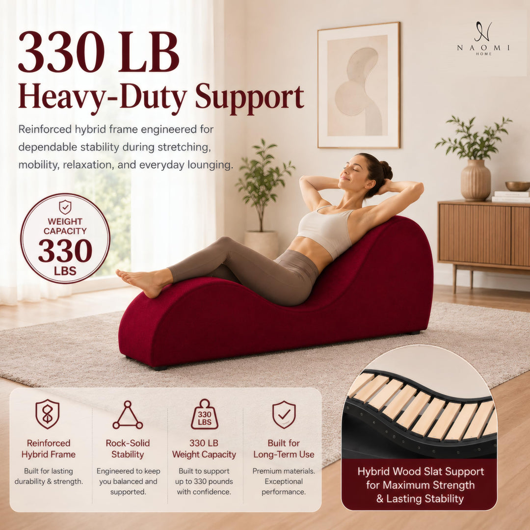 Leticia Ergonomic Yoga Chaise Lounge for Deep Stretching - Red