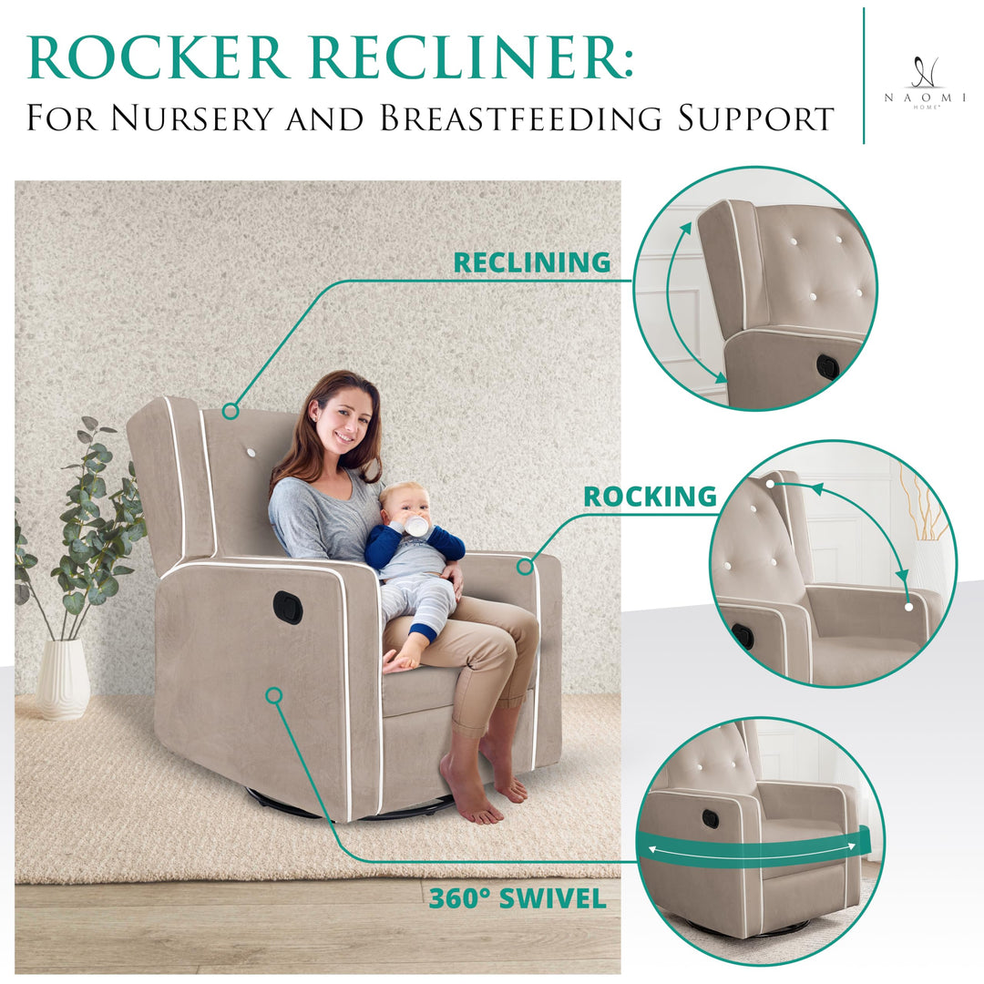 Odelia Swivel Rocker Recliner with Adjustable Footrest - Mocha