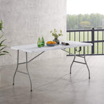 Load image into Gallery viewer, Rectangular Resin Folding Table with Carry Handle - 6 ft

