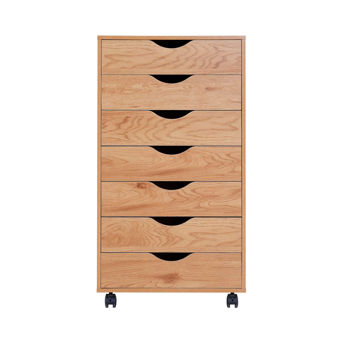 Debbie 7 drawer storage cabinet with wheels & tabletop   natural
