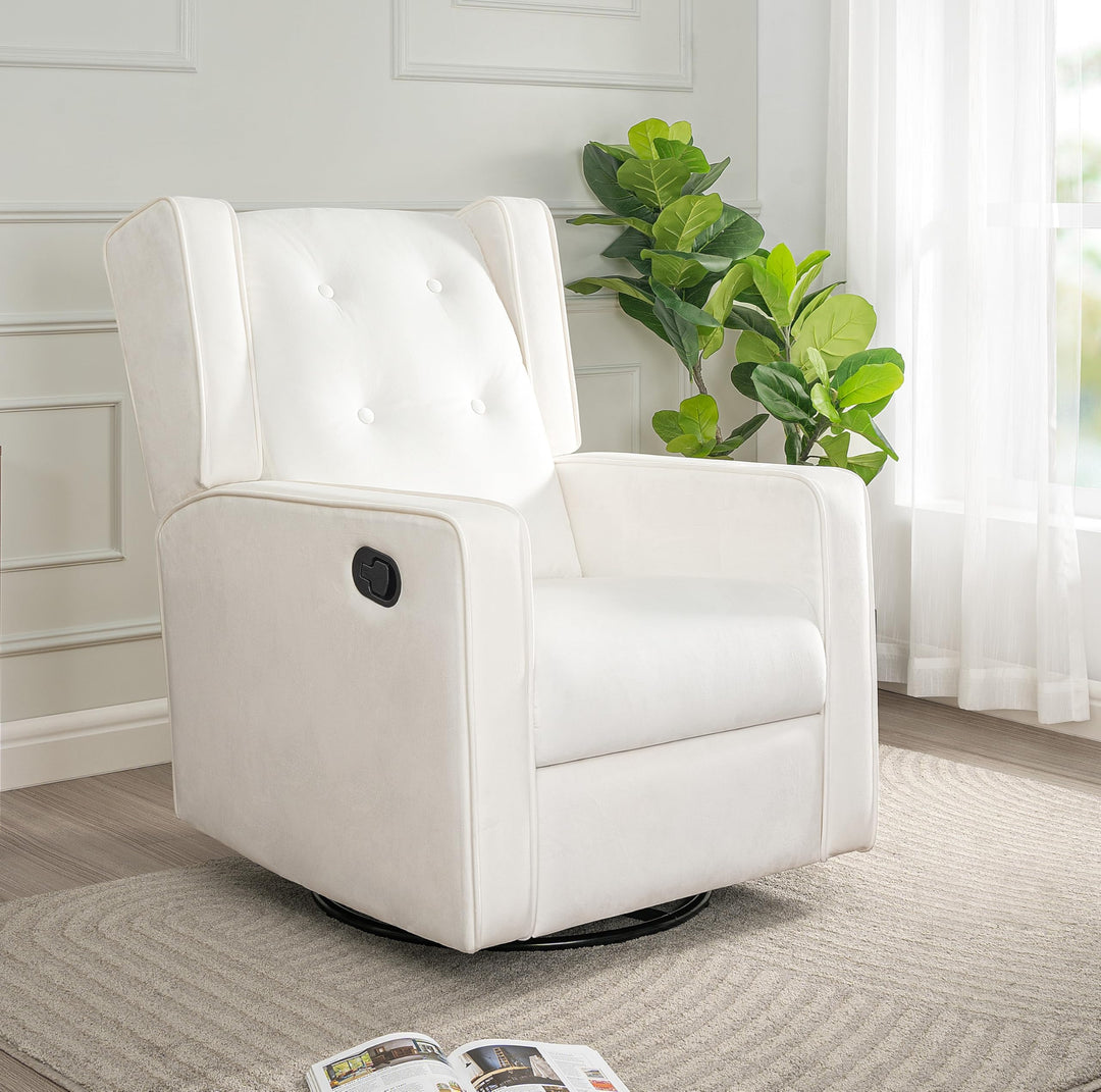 Odelia Swivel Rocker Recliner with Adjustable Footrest - Bright White
