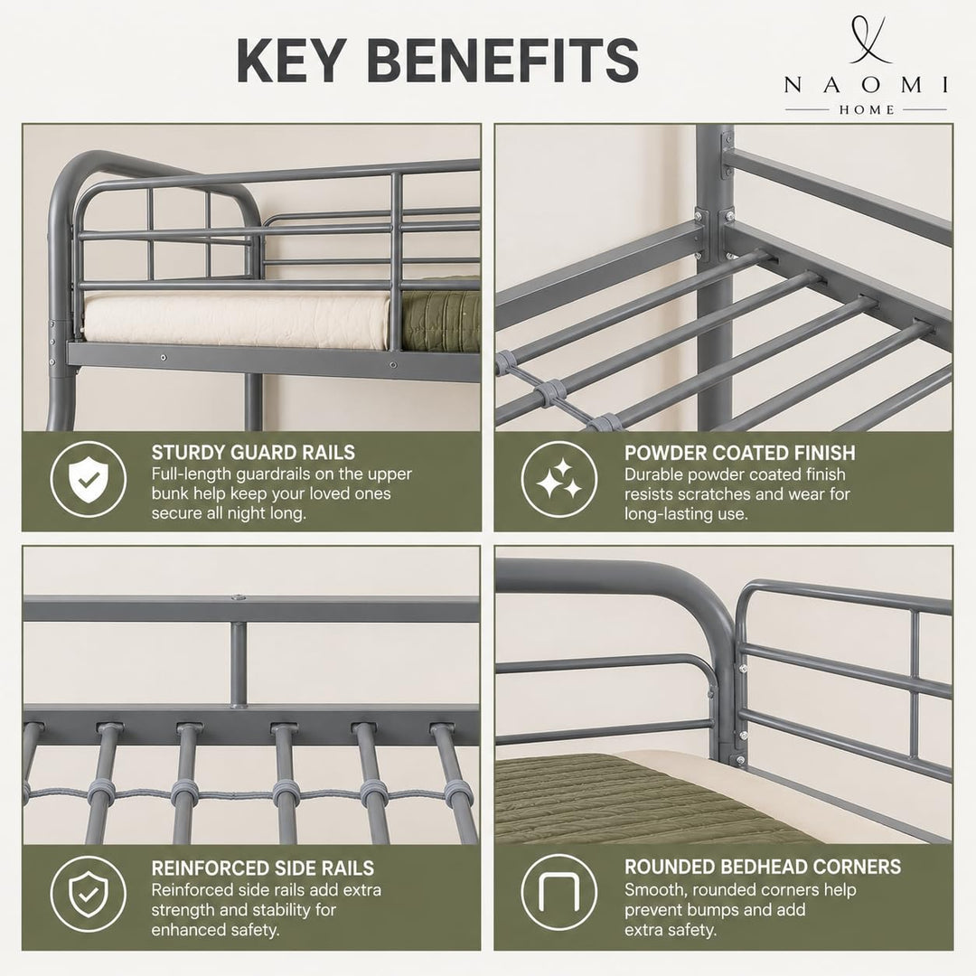 Hollywood Metal Bunk Bed - Gray