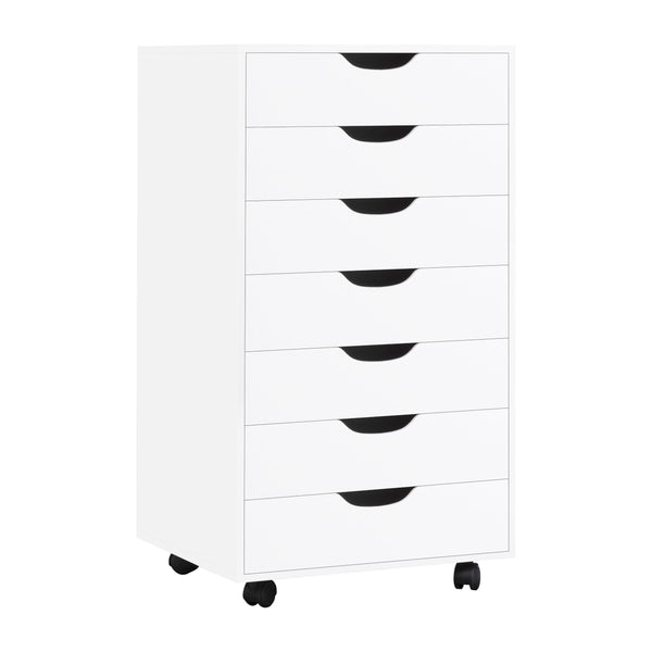 Debbie 7-Drawer Storage Cabinet with Wheels & Tabletop - White