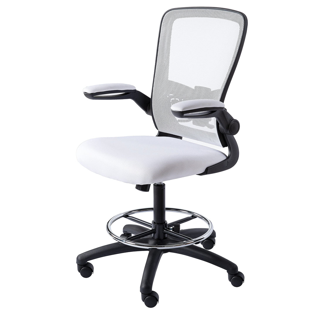 Serena Mesh Drafting Chair with Adjustable Foot Ring - White