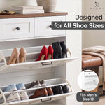 Load image into Gallery viewer, Berenice Farmhouse Shoe Cabinet with 2 Flip Drawers - White
