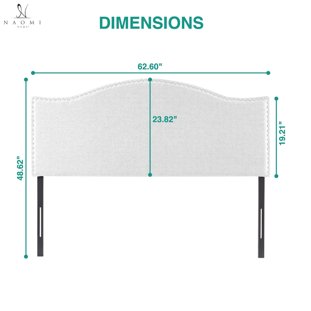 Catalina Upholstered Nailhead Headboard for Full Queen - White
