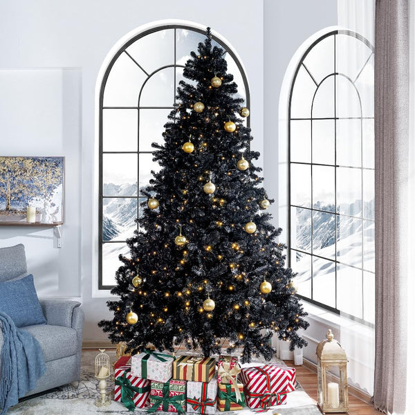 Dakota Black Pre-Lit Christmas Tree with Warm Lights - 9 ft