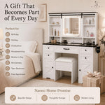 Load image into Gallery viewer, Vanya Makeup Vanity with Sliding LED Mirror &amp; Charging – White
