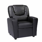 Load image into Gallery viewer, Suri Push Back Kids Recliner with Footrest &amp; Cup Holders - Black / Pvc
