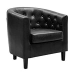 Load image into Gallery viewer, Emma Button-Tufted Faux Leather Barrel Accent Chair - Black
