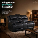 Load image into Gallery viewer, Katie Faux Leather 2-Seater Manual Recliner Loveseat - Black
