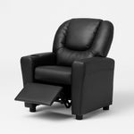 Load image into Gallery viewer, Suri Push Back Kids Recliner with Footrest &amp; Cup Holders - Black / Pvc
