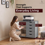 Load image into Gallery viewer, Amy 5-Drawer Storage Cabinet with 2 Shelves &amp; Wheels - Gray
