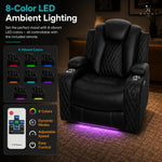 Load image into Gallery viewer, Chicago Power Recliner with LED Lights &amp; USB Charging - Black
