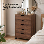 Load image into Gallery viewer, Taylor 5-Drawer Storage Cabinet with Wheels &amp; Tabletop - Brown Oak
